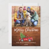 ウッドブラシ素朴スクリプトヴィンテージトラッククリスマス シーズンカード (正面)