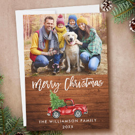 ウッドブラシ素朴スクリプトヴィンテージトラッククリスマス シーズンカード