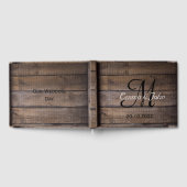 ウッドブラック素朴モノグラム結婚ズゲストブック ゲストブック (全面)