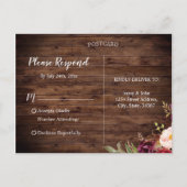 ウッドブルゴーニュフローラメイスンジャールストリングライトRSVP インビテーションポストカード (裏面)