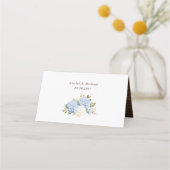 ウッドブルー素朴アジサイのストリングライツライツメイソンジャー プレイスカード (裏面)