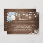 ウッドブルー素朴アジサイのストリングライト詳細 招待状 (正面/裏面)