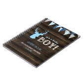 ウッドブルー素朴ディアボーイベビーシャワーゲストブック ノートブック (左側)