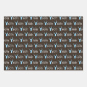 ウッドブルー素朴ディアボーイ赤ちゃんシャワー ラッピングペーパーシート (正面)