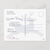 ウッドブルー素朴トナカイのクリスマスファミリー写真 シーズンポストカード (裏面)