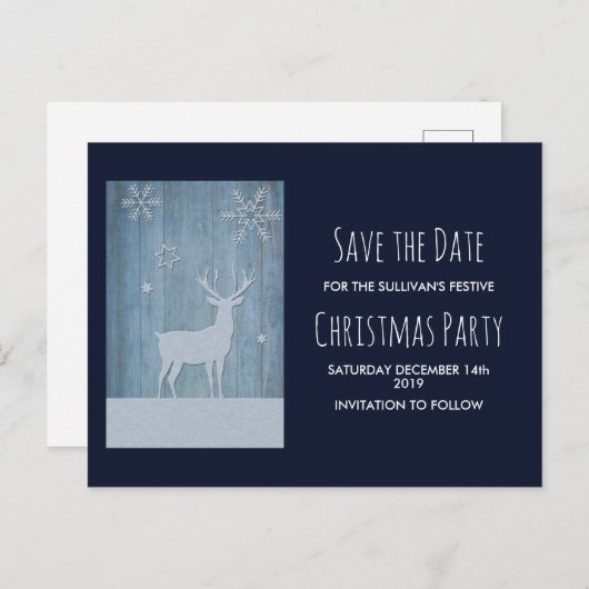 ウッドブルー素朴トナディアカントリークリスマス ポストカード (正面/裏面)