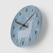 ウッドブルー素朴トナディアカントリークリスマス ラウンド壁時計 (傾斜)