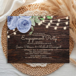 ウッドブルー素朴フローラストリングライト婚約 ポストカード