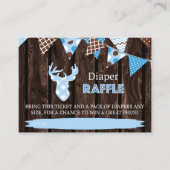 ウッドブルー素朴格子状の鹿おむつラッフルチケット エンクロージャーカード (正面)