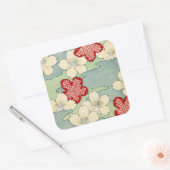 ウッドブロックプリントのハナミズキ スクエアシール (封筒)