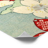 ウッドブロックプリントのハナミズキ ポスター (角)