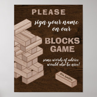 ウッドブロッ結婚クスのゲストブックゲーム ポスター