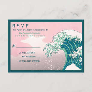 ウッドブロ日本のックプリントウェディングRSVP 出欠カード