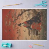 ウッドブ伝統的ロック日本女子ポートレート 薄葉紙 (クラフト)