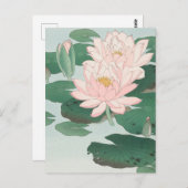 ウッドブ日本のロックアートプリントピンクウォーターリー ポストカード (正面/裏面)