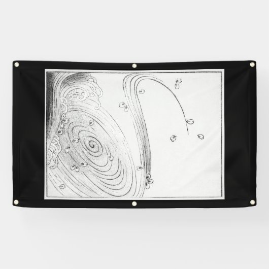 ウッドブ日本のロックプリント北斎波バナー 横断幕 (横)