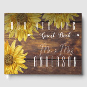 ウッドブ素朴ライトイエローサンフラワー結婚ズ ゲストブック (正面)