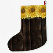 ウッドブ素朴ライトイエローヒマワリ ラージクリスマスストッキング (裏面)