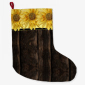 ウッドブ素朴ライトイエローヒマワリ ラージクリスマスストッキング (正面)