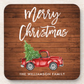 ウッドブ素朴ラシフェイクスクリプトヴィンテージトラック コースター (正面)