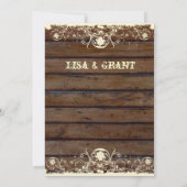 ウッドプランクスみすぼらしいレースカントリーウェディング招待状 招待状 (裏面)