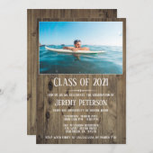 ウッドプランクスフォト卒業パーティー招待状 招待状 (正面/裏面)