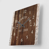 ウッドプランクファミリーネームファームハウス スクエア壁時計 (傾斜)