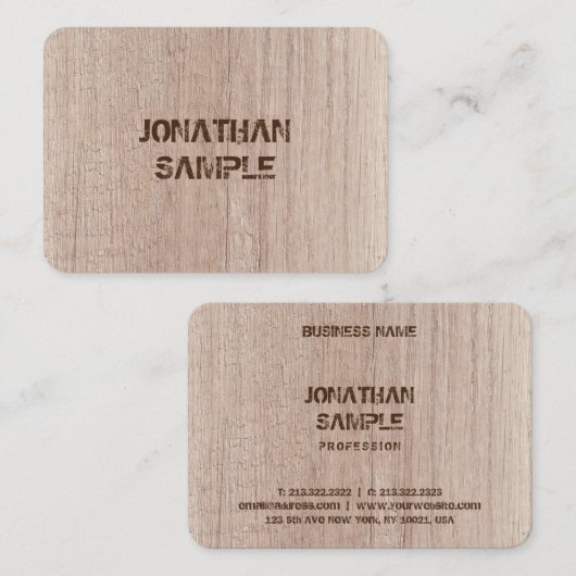 ウッドプランクボードルック動揺して文字テンプレート 名刺 (正面/裏面)