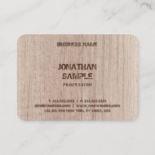 ウッドプランクボードルック動揺して文字テンプレート 名刺 (裏面)