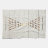 ウッドプランク上の低地オイスタークリスマスツリー キッチンタオル (横)