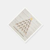 ウッドプランク上の低地オイスタークリスマスツリー スタンダードカクテルナプキン (角)