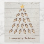 ウッドプランク上の低地オイスタークリスマスツリー ワインラベル (シングルラベル)