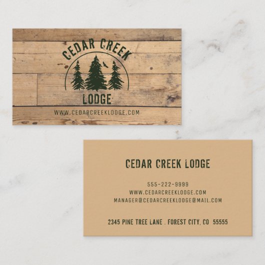 ウッドプランク素朴グリーンフォレストツリーズ 名刺 (正面/裏面)