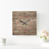 ウッドプランク24時間壁時計 スクエア壁時計 (ホーム)