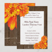 ウッドプランク オレンジジニア 結婚式招待状 招待状 (正面/裏面)