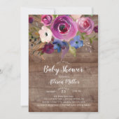 ウッドプラ素朴ムフローラベビーシャワー招待状 招待状 (正面)