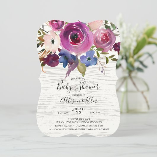 ウッドプラ素朴ムフローラベビーシャワー招待状 招待状 (スタンド正面)