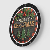 ウッドプレイドクリスマス ラージ壁時計 (傾斜)