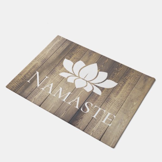 ウッドプレエレガントンクスナマステホワイトロータス ドアマット (アングル)