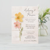 ウッドプレス素朴ワイルドフラワー望峰フォトズ結婚ーズ 招待状 (スタンド正面)