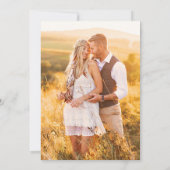 ウッドプレス素朴ワイルドフラワー望峰フォトズ結婚ーズ 招待状 (裏面)