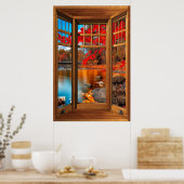 ウッドベイウィンドウ秋の風景 – 幻想 ポスター (キッチン)