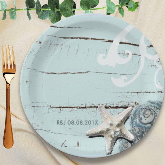 ウッドベエレガントシーシェルビーチ結婚式の恩恵 ペーパープレート