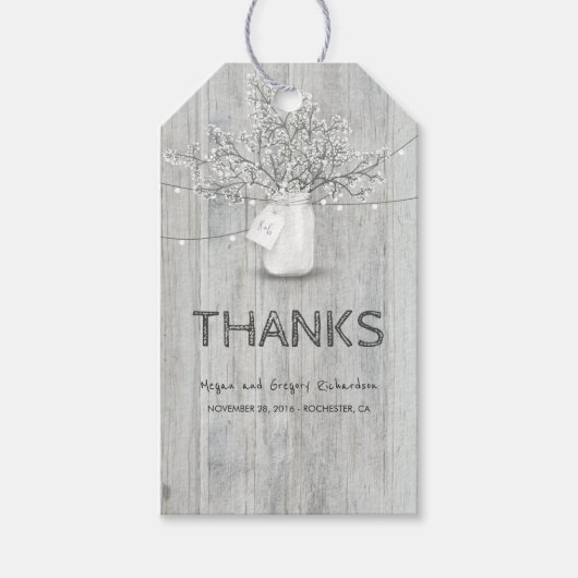 ウッドベビー素朴ズブレスメイソンジャールバ結婚ンズ ギフトタグ (正面)