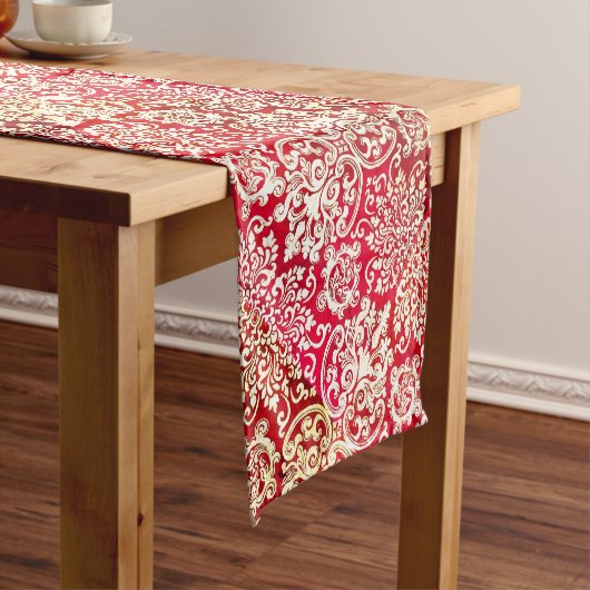 ウッドベリー金ゴールドと火の赤いショートテーブルランナー ショートテーブルランナー (インサイチュ)