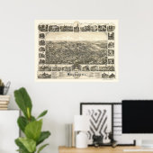 ウッドベリー、NJパノラママップ – 1886 ポスター (ホームオフィス)