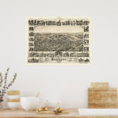 ウッドベリー、NJパノラママップ – 1886 ポスター (キッチン)