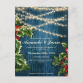 ウッドベリ素朴ークリスマス結婚式招待状 ポストカード (正面)