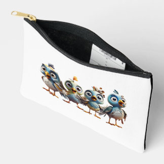 ウッドペッカーかわいいベビー鳥プリントカットソー小さなアカース アクセサリーポーチ