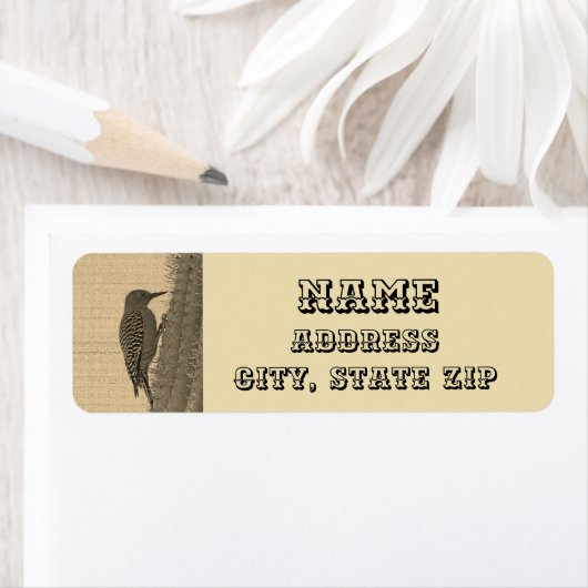 ウッドペッカーとサグアーロサボスセピアサウスウェスト ラベル (インサイチュ)